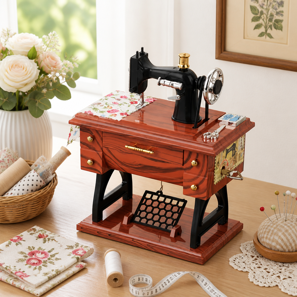 Vintage Sewing Machine Music Box