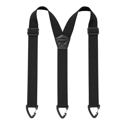 Men's 1.5 Inch X-Back Elastic Suspenders – Adjustable Heavy Duty Carabiner Hook Clips with Leather Cross Pad, Work, Business & Casual Style
