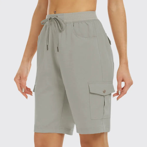 Women's Elastic Waist Quick-Dry Outdoor Shorts with Multi-Pockets