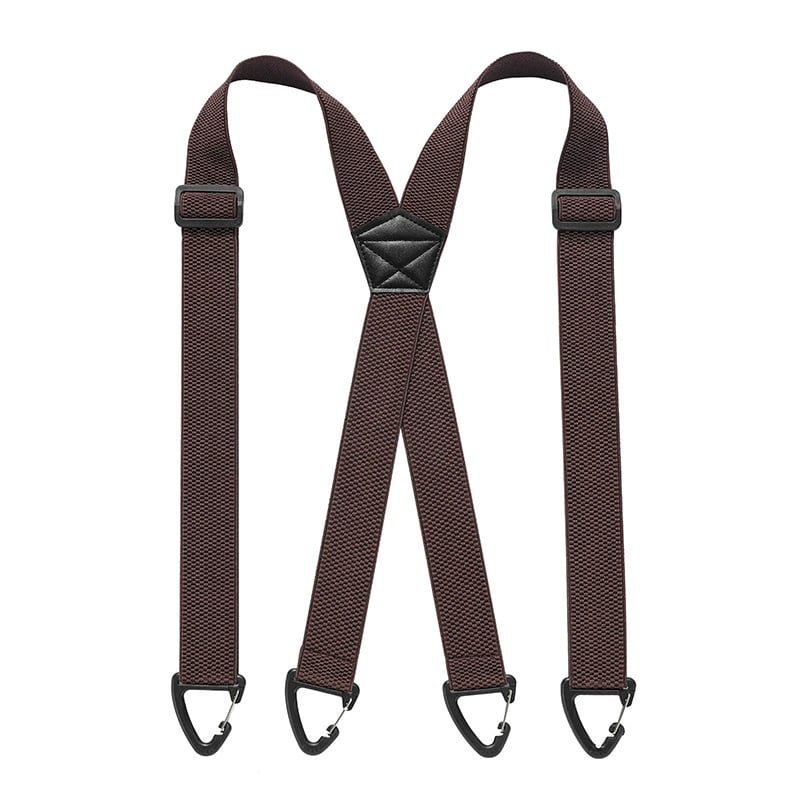 Men's 1.5 Inch X-Back Elastic Suspenders – Adjustable Heavy Duty Carabiner Hook Clips with Leather Cross Pad, Work, Business & Casual Style