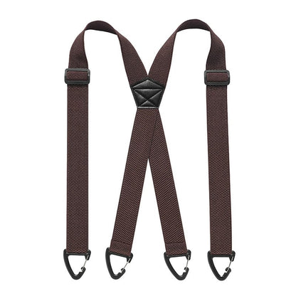 Men's 1.5 Inch X-Back Elastic Suspenders – Adjustable Heavy Duty Carabiner Hook Clips with Leather Cross Pad, Work, Business & Casual Style