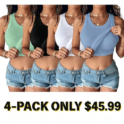 Women's Ribbed Tank Top with Built-in Shelf Bra – Soft Stretch Cami, No Bra Needed for Everyday, Lounge & Casual Wear