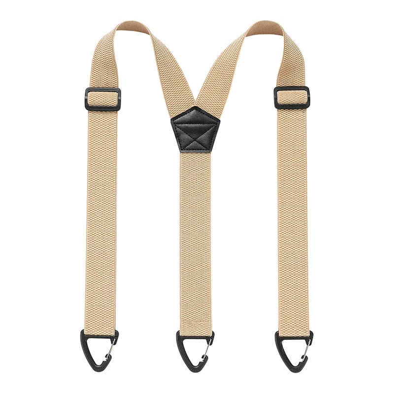 Men's 1.5 Inch X-Back Elastic Suspenders – Adjustable Heavy Duty Carabiner Hook Clips with Leather Cross Pad, Work, Business & Casual Style