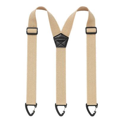 Men's 1.5 Inch X-Back Elastic Suspenders – Adjustable Heavy Duty Carabiner Hook Clips with Leather Cross Pad, Work, Business & Casual Style
