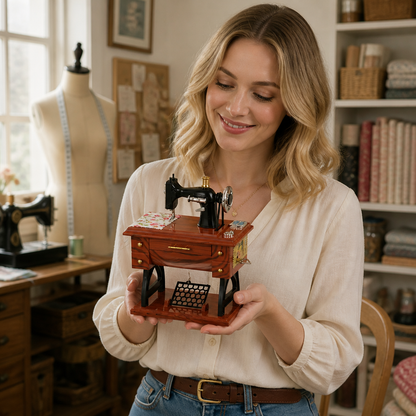 Vintage Sewing Machine Music Box