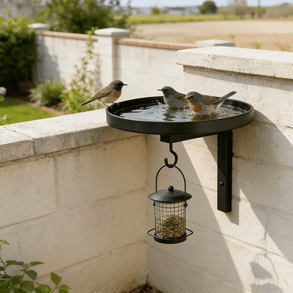 Wall-Mounted Metal Bird Bath – Antique Bronze Finish
