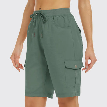 Women's Elastic Waist Quick-Dry Outdoor Shorts with Multi-Pockets