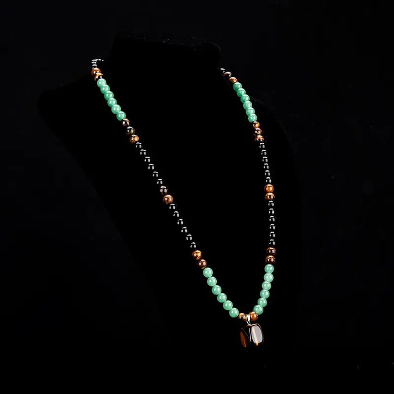 ✨Crystal Fortune Pendant Necklace | GreenAventurine & Tiger Eye Pendant