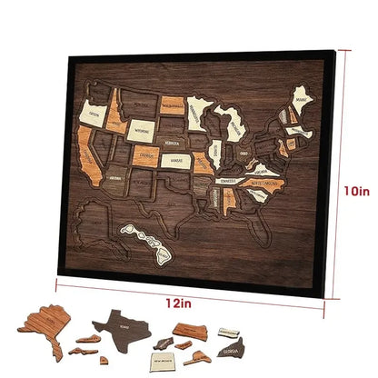🔥Hot Sale 49% OFF🔥 Wooden USA Travel Map Puzzle🧩A Stylish Way to Track Your Journey & Memories