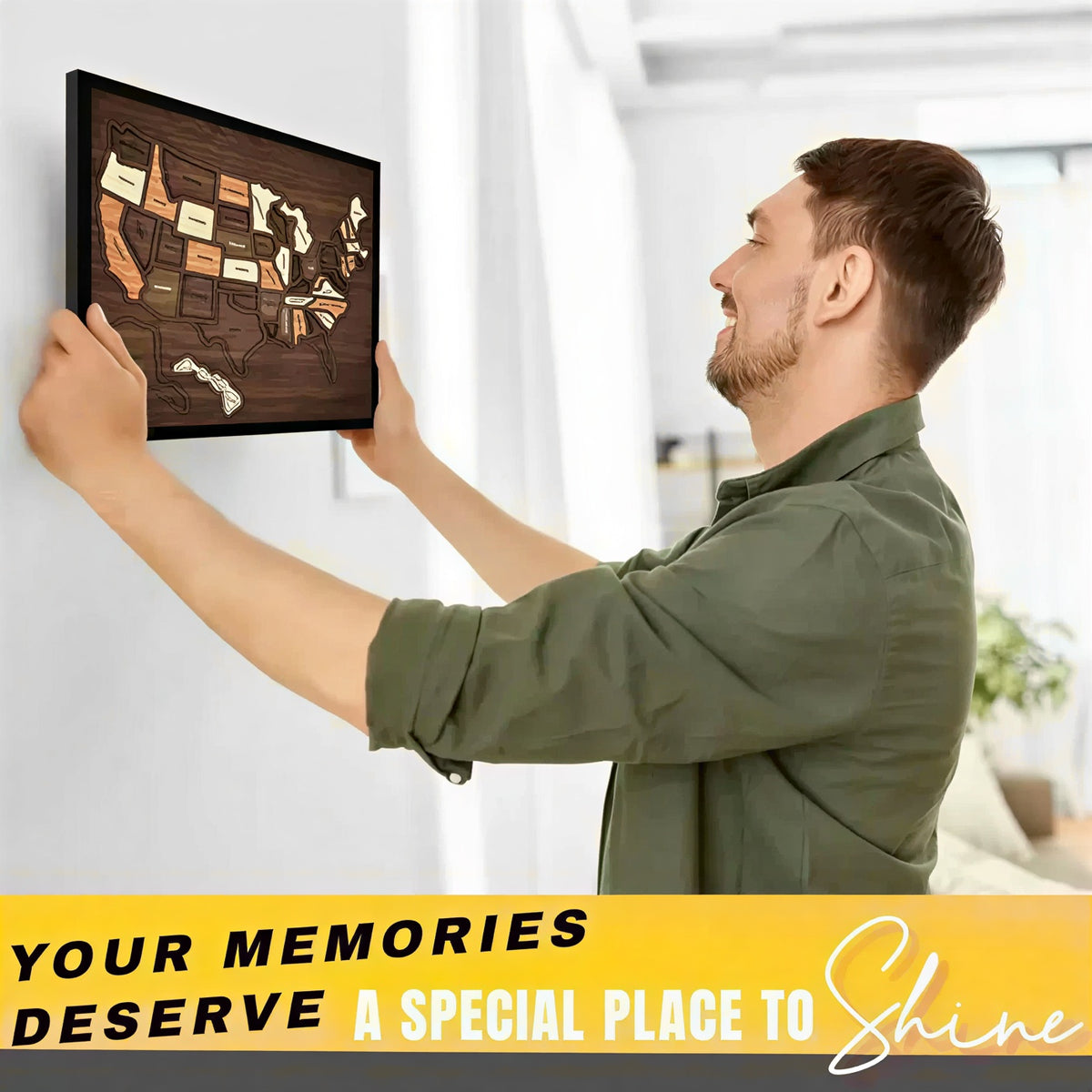 🔥Hot Sale 49% OFF🔥 Wooden USA Travel Map Puzzle🧩A Stylish Way to Track Your Journey & Memories