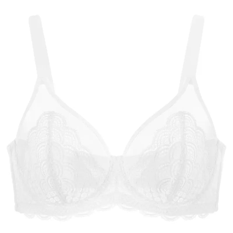 Mermaid Scales Lace Unlined Full Coverage Plus Size Underwire Minimizer Bra Comfortable Mesh Cup