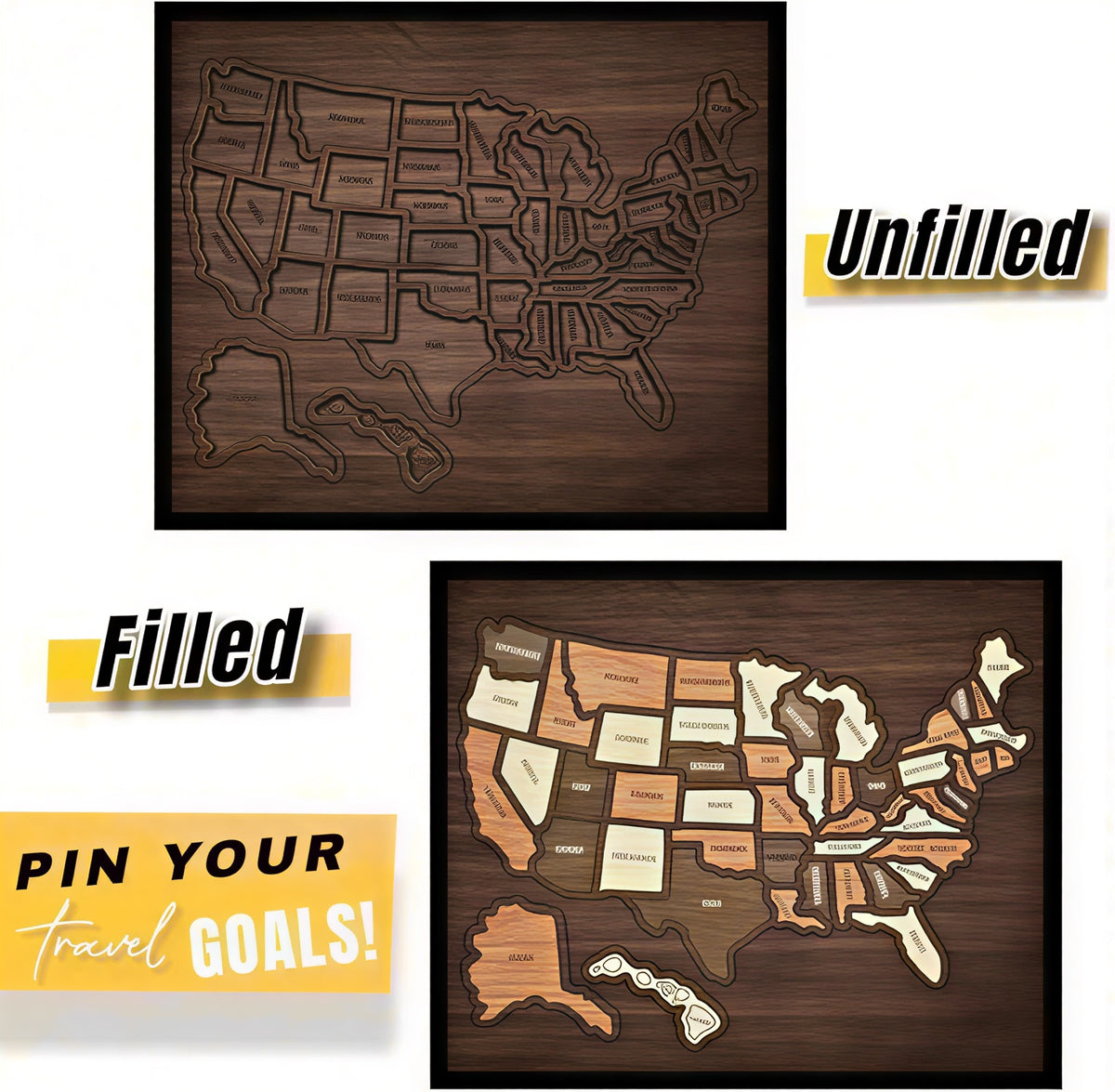 🔥Hot Sale 49% OFF🔥 Wooden USA Travel Map Puzzle🧩A Stylish Way to Track Your Journey & Memories