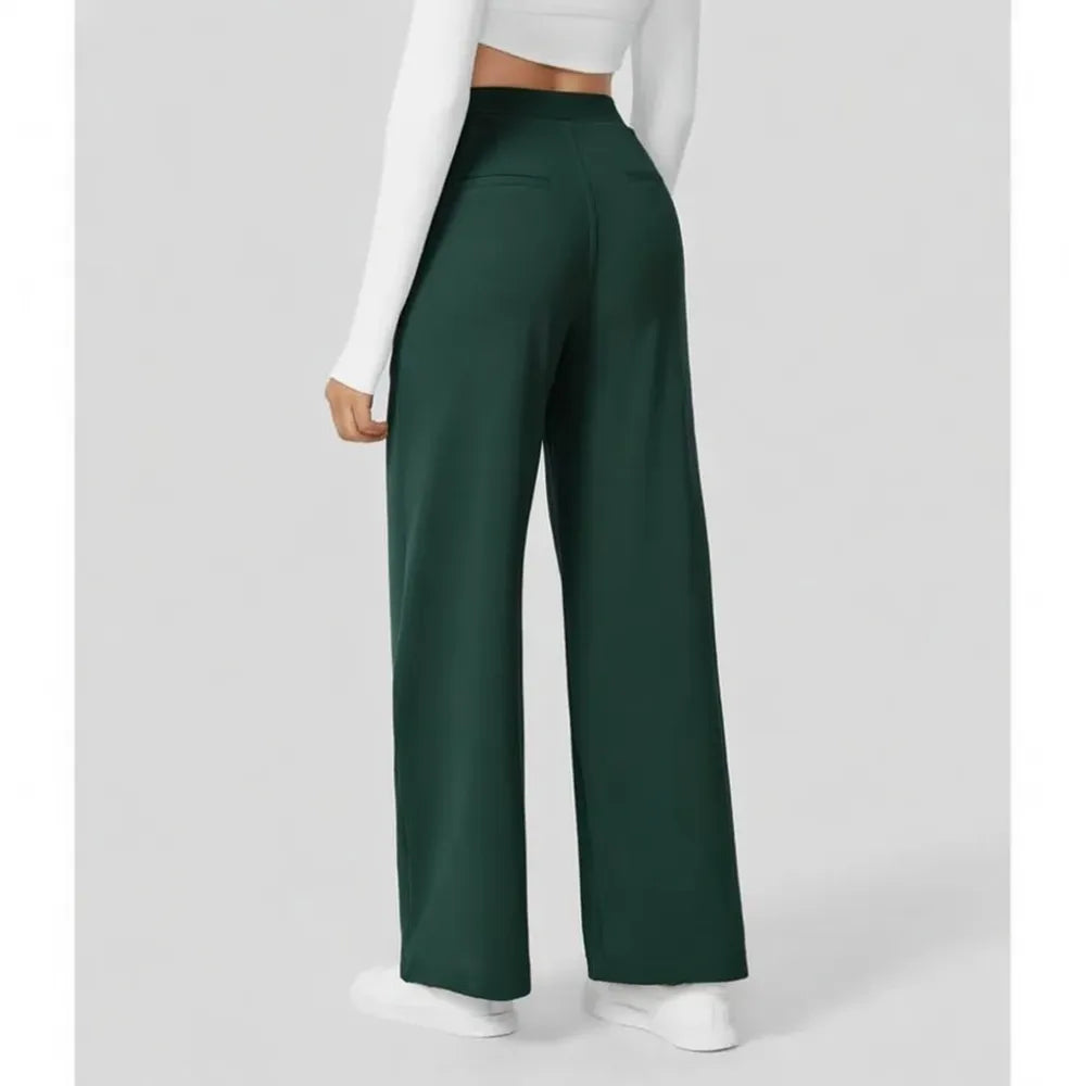 Women's Flattering High Waist Work Pants – Stretchy Straight Leg Trousers, Perfect from Office to Weekend