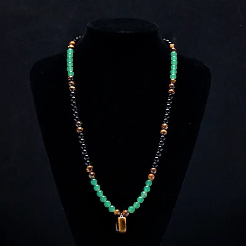 ✨Crystal Fortune Pendant Necklace | GreenAventurine & Tiger Eye Pendant