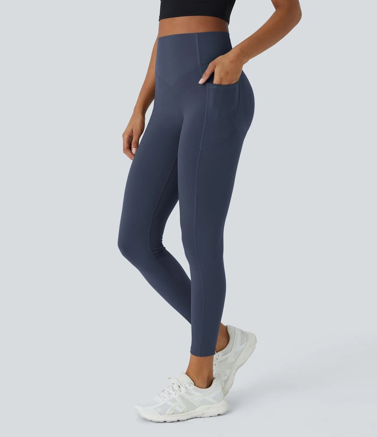 High Waisted Butt Lifting Tummy Control Side Pocket Shaping Training Leggings(2 Pack)