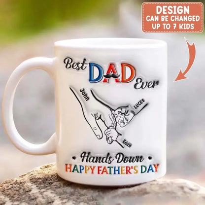Personalized 3D Dad Coffee Mug with Kids - Best Dad Ever - Father's Day Gift
