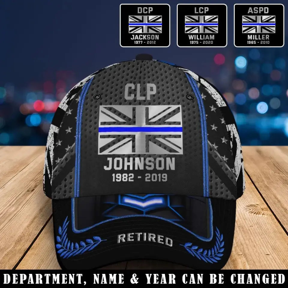 Personalized Retired UK Police Custom Name & Department Cap