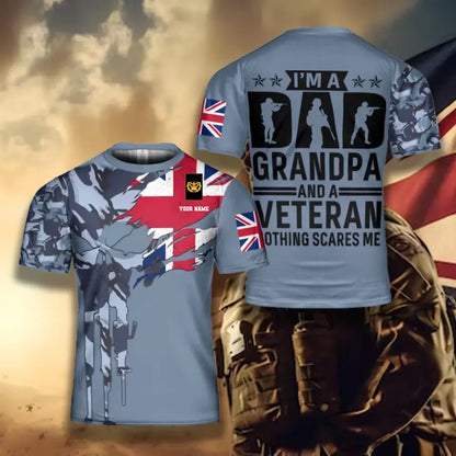 Personalized UK Soldier/ Veteran Camo With Name And Rank T-Shirt 3D Printed