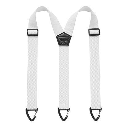 Men's 1.5 Inch X-Back Elastic Suspenders – Adjustable Heavy Duty Carabiner Hook Clips with Leather Cross Pad, Work, Business & Casual Style