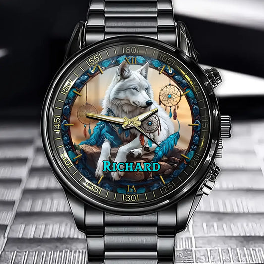 Turquoise Wolf Tribal Legend - Personalized Native American Watch