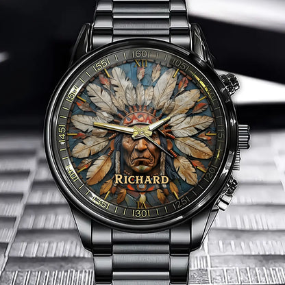 Personalized Native American Feather Watch - Custom Name Watch