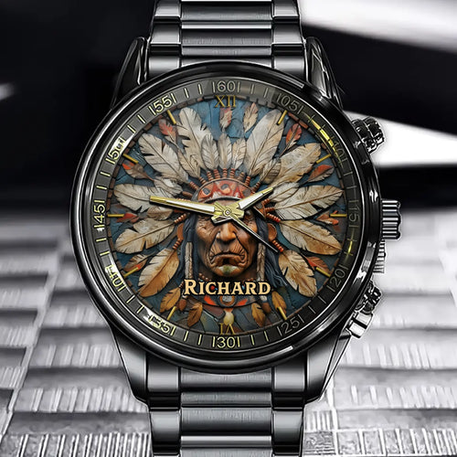 Personalized Native American Feather Watch - Custom Name Watch