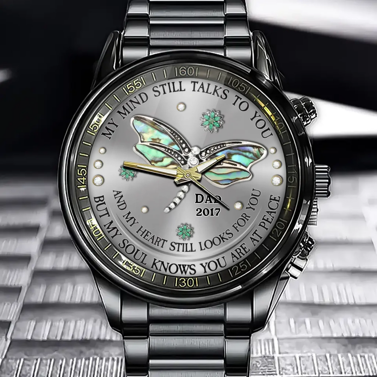 Personalized Memorial Dragonfly Watch – Add Names and Dates for Loved Ones