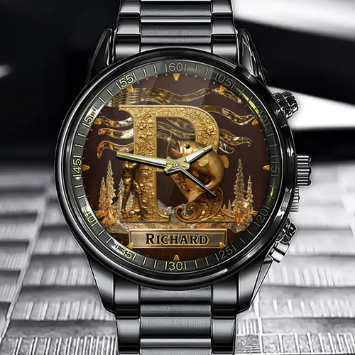 Personalized Fishing Watch - Custom Alphabet Initial Option, Timepiece For Fishing Lovers For Anyone