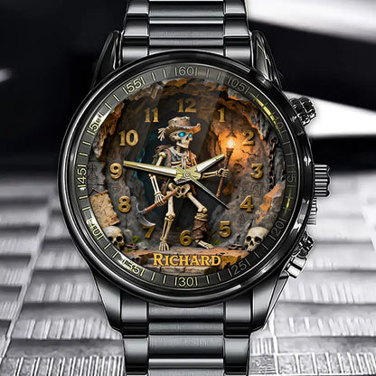 Personalized Skeleton Explorer Cave Watch - Gothic Treasure Hunt Theme