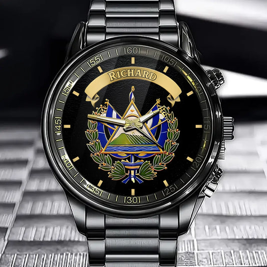 Personalized Proud El Salvador Watch - Expats Themed Hand Watch with Custom Name Option
