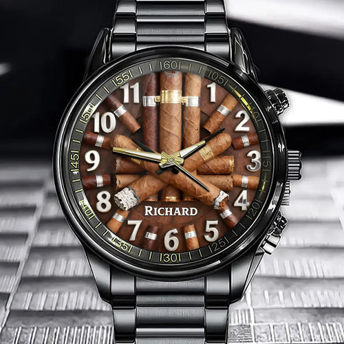Personalized Cigar Watch - Designed For Cigar Lovers With Customizable Names