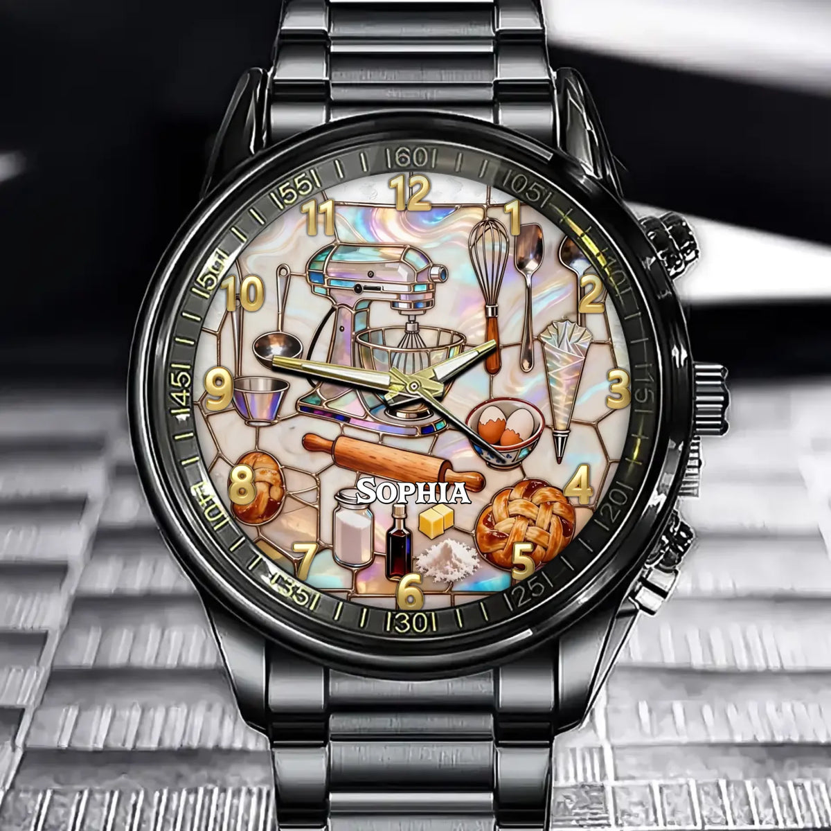 Personalized Baking Theme Watch - Mixer & Pastry Tools Design And  Custom Name Personalization