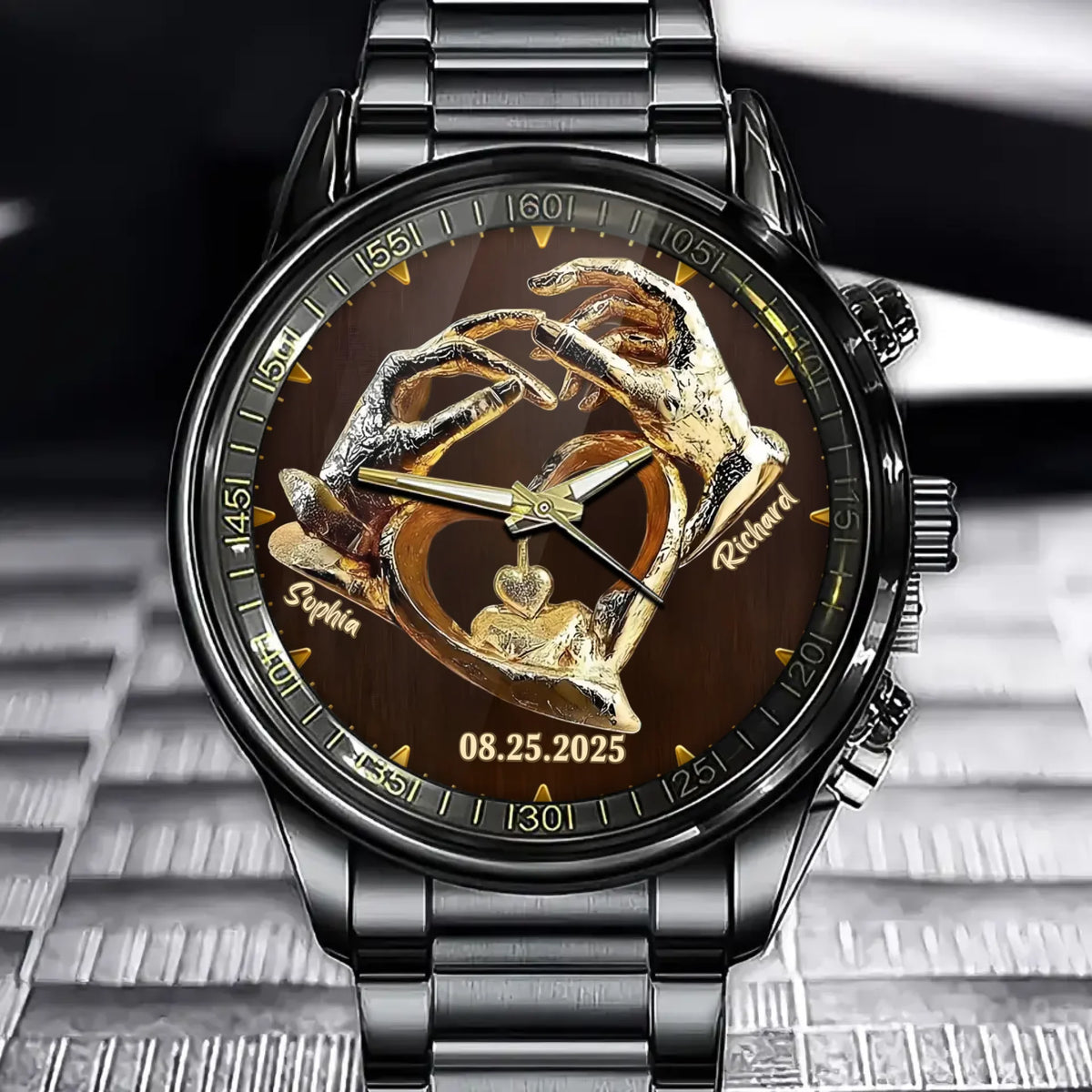 Personalized Couples Watch - Enter Your Names & Time Celebrate Love on Valentine’s Day, Anniversaries, or Just Because