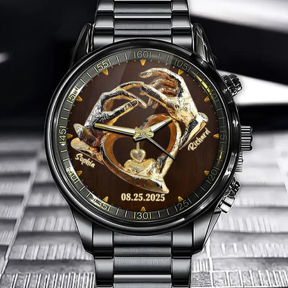 Personalized Couples Watch - Enter Your Names & Time Celebrate Love on Valentine’s Day, Anniversaries, or Just Because