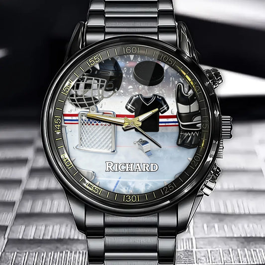Love Ice Hockey - Personalized Hockey Accent Watch