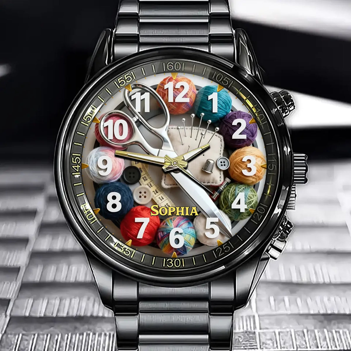Personalized Sewing Supply Watch - Custom Stylish Craft-Themed Gift