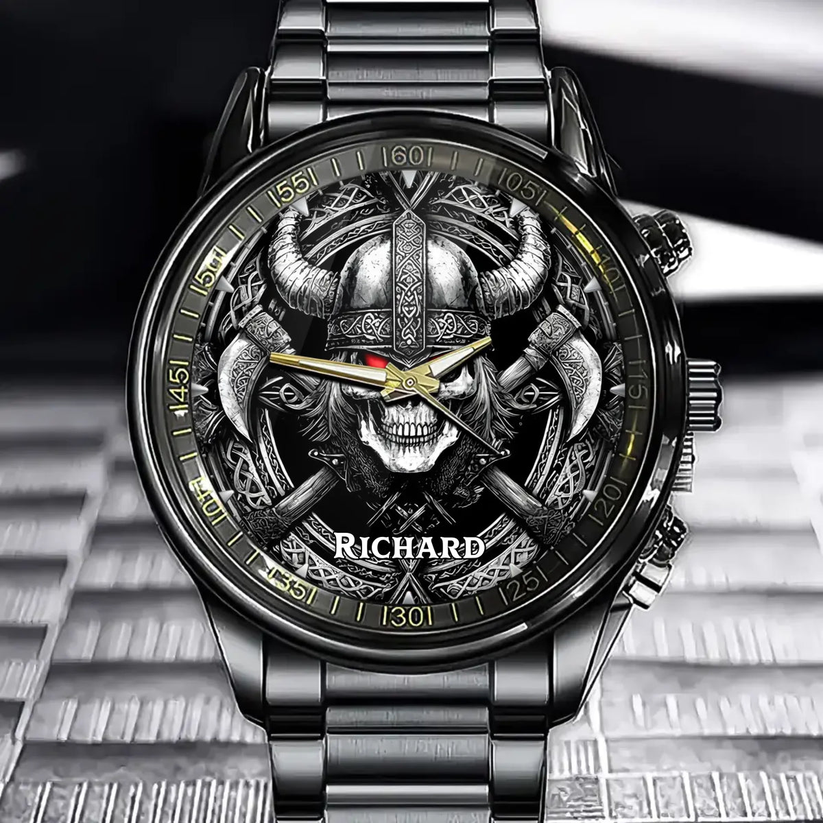 Personalized Viking Axe Watch - Gothic Custom Name