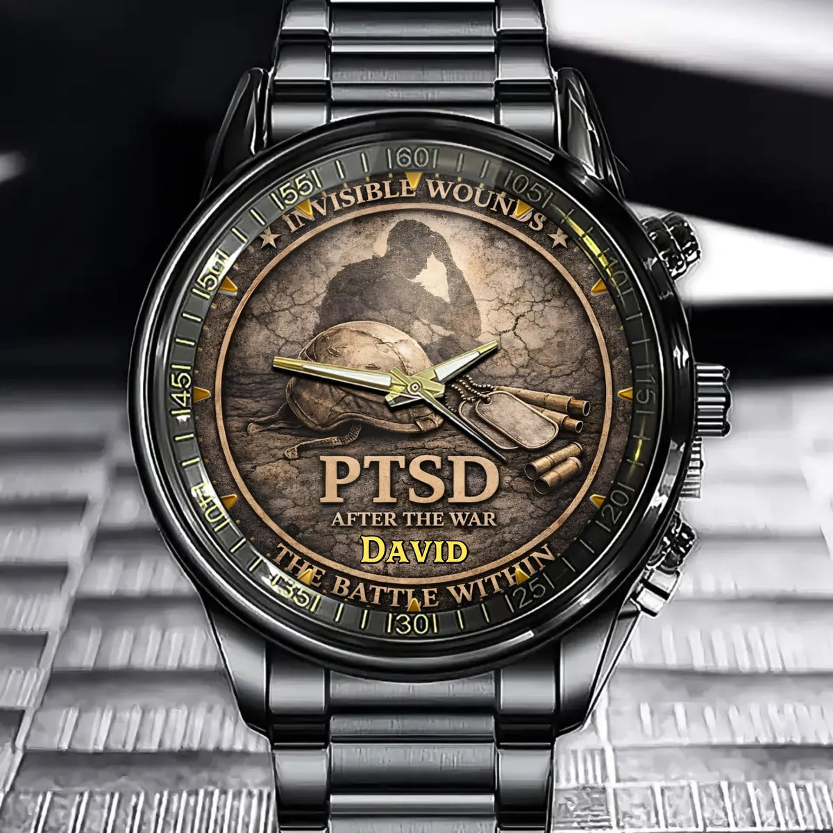 Personalized Ptsd Invisible Wounds Veteran Watch - "The Battle Within" Tribute