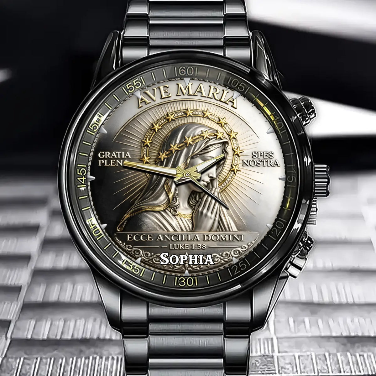 Personalized Ave Maria Our Lady Religious Watch - Catholic Devotional