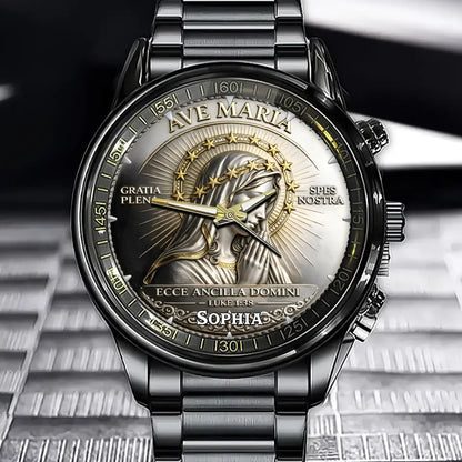 Personalized Ave Maria Our Lady Religious Watch - Catholic Devotional