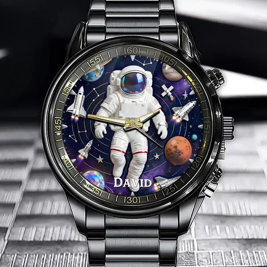 Personalized Space Explorer Watch - Astronaut-Themed, Customizable With Your Name