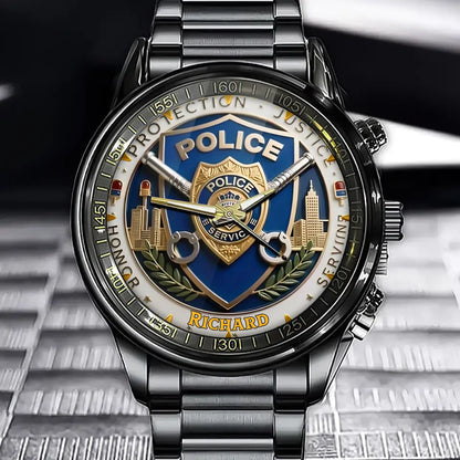 Personalized Police Honor Gift Watch - Service Detail Design with Custom Name Customization