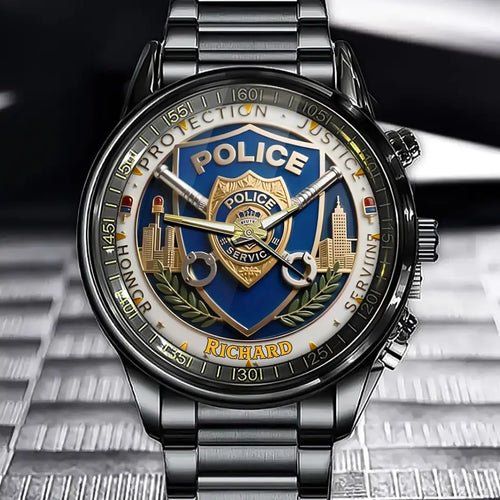 Personalized Police Honor Gift Watch - Service Detail Design with Custom Name Customization