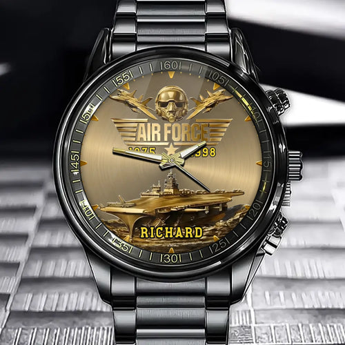 Personalized Military Style Air Force Watch – Custom Name Addition & Exquisite Face with Aircraft and Naval Motifs
