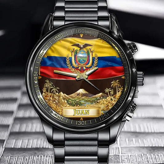 Personalized Ecuadorian Coat Of Arms Watch - Custom Engraving For National Pride