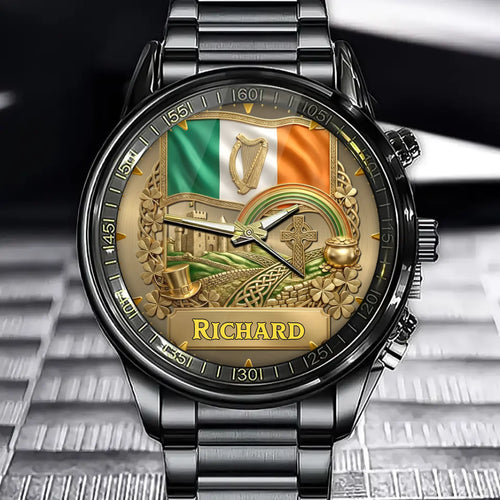 Personalized Irish Spirit Watch – Custom Name, Emerald Collector