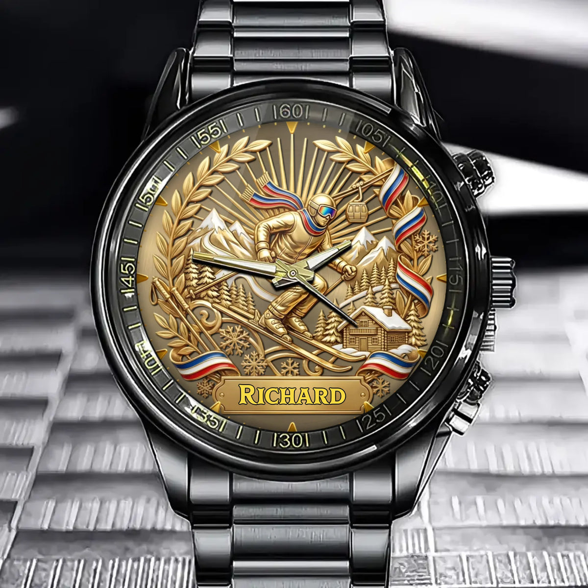 Personalized Snow Peak Explorer Watch – Custom Name, Choice of Ski or Board