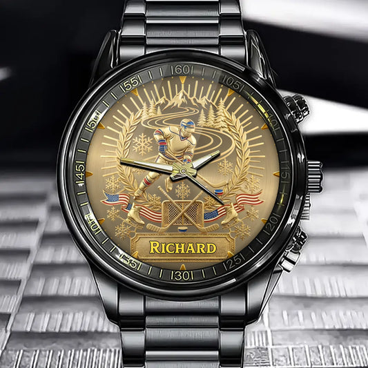 Personalized Hockey Watch - Customizable Name For Hockey Enthusiasts