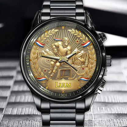 Personalized Canadian Ice Hockey Watch - Engravable Memorial