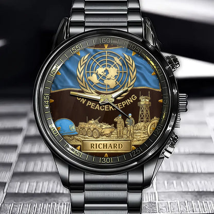 Personalized UN Peacekeeping Watch - Enter Your Name Honor the Mission